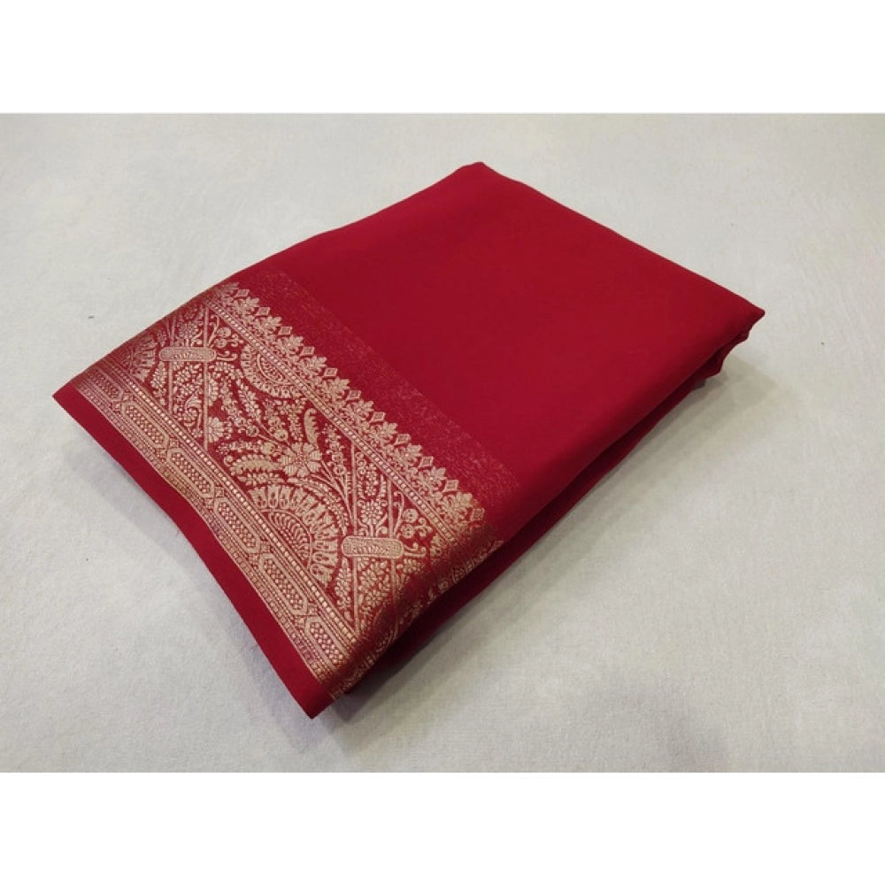Sophisticated Women's Crepe Chit Pallu Solid Saree With Blouse Piece