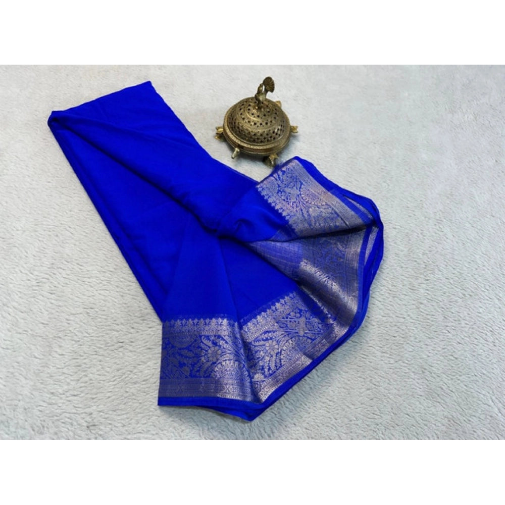 Sophisticated Women's Crepe Chit Pallu Solid Saree With Blouse Piece