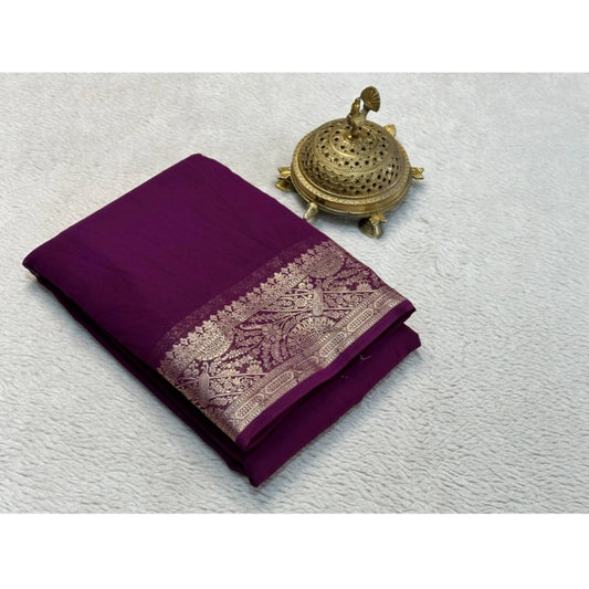 Sophisticated Women's Crepe Chit Pallu Solid Saree With Blouse Piece