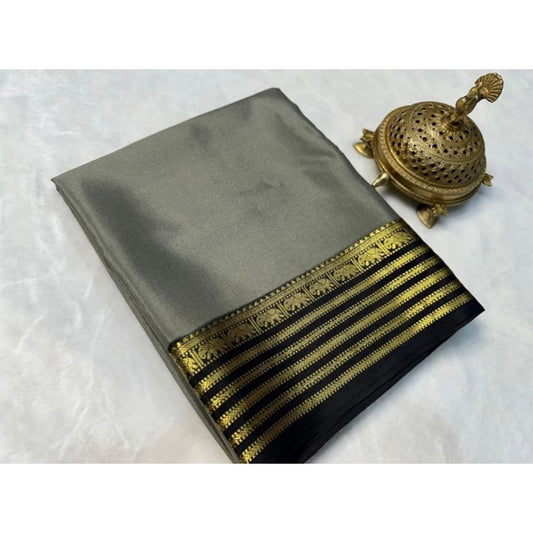 Appealing Women's Crepe Chit Pallu Solid Saree With Blouse Piece