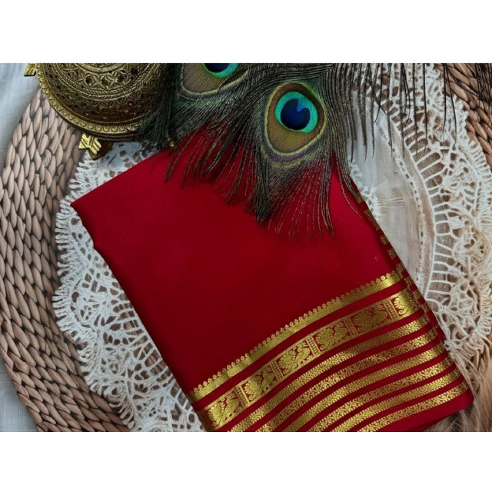 Appealing Women's Crepe Chit Pallu Solid Saree With Blouse Piece