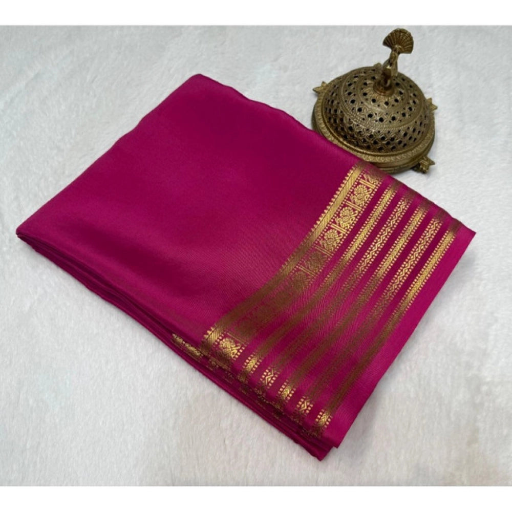 Appealing Women's Crepe Chit Pallu Solid Saree With Blouse Piece