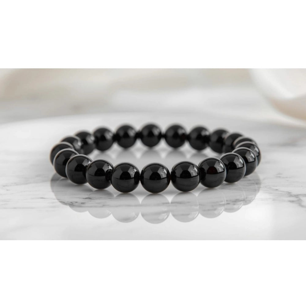 Elegant Natural Crystal 8mm Black Obsidian Bracelet