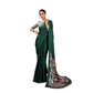 Feminine Women's Satin Crepe Printed Saree With Blouse Piece