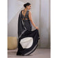 Feminine Women's Satin Crepe Printed Saree With Blouse Piece