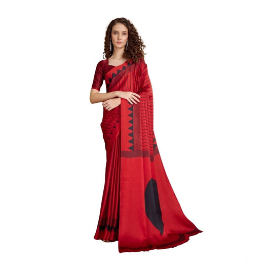 Urbane Women's Satin Crepe Printed Saree With Blouse Piece