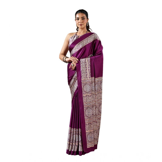 Urbane Women's Satin Crepe Printed Saree With Blouse Piece