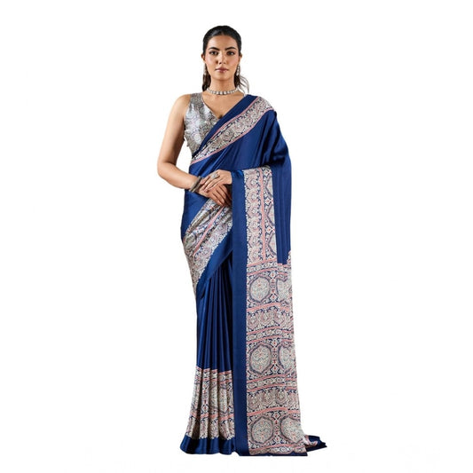 Urbane Women's Satin Crepe Printed Saree With Blouse Piece