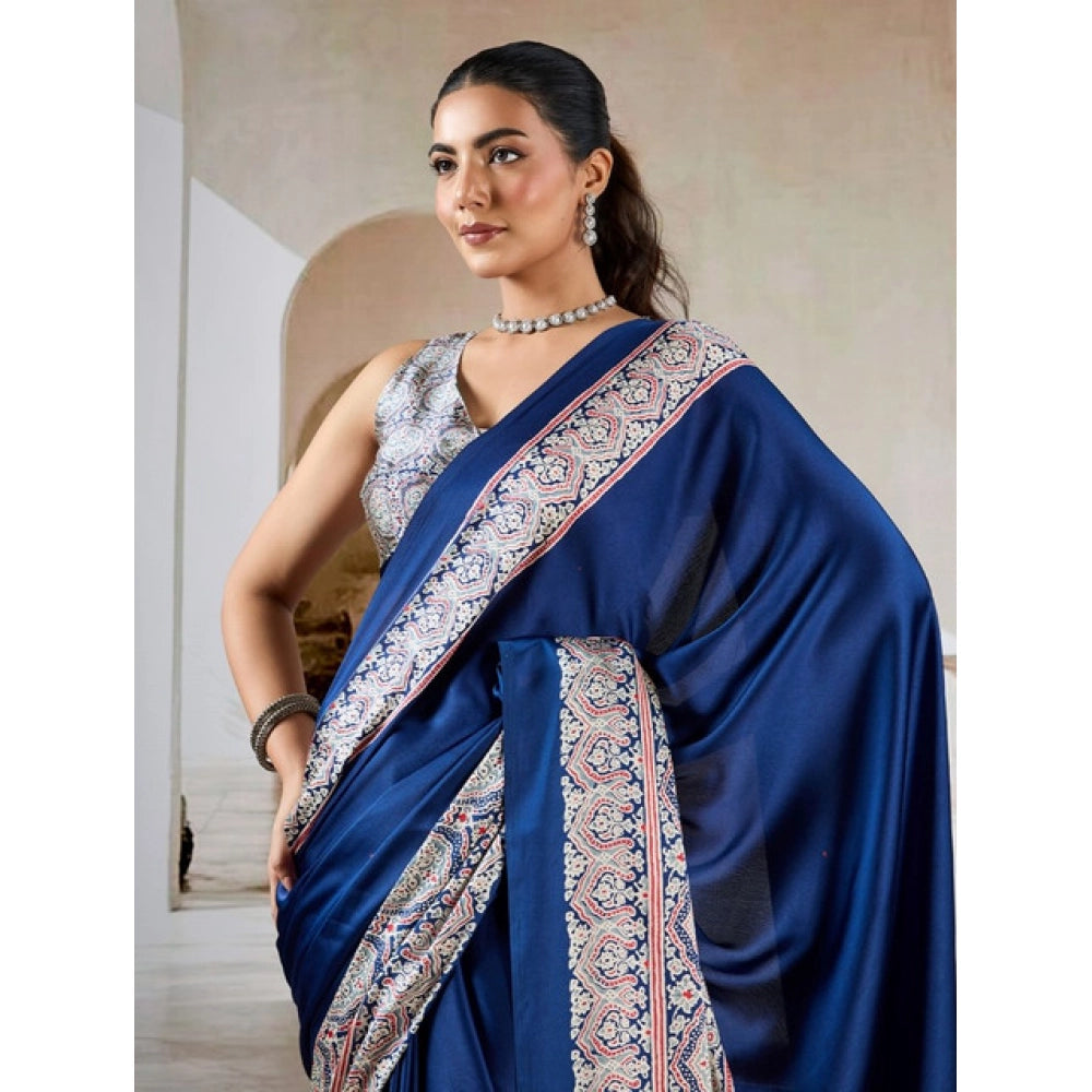 Urbane Women's Satin Crepe Printed Saree With Blouse Piece