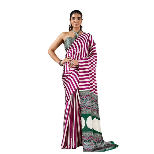 Urbane Women's Satin Crepe Printed Saree With Blouse Piece