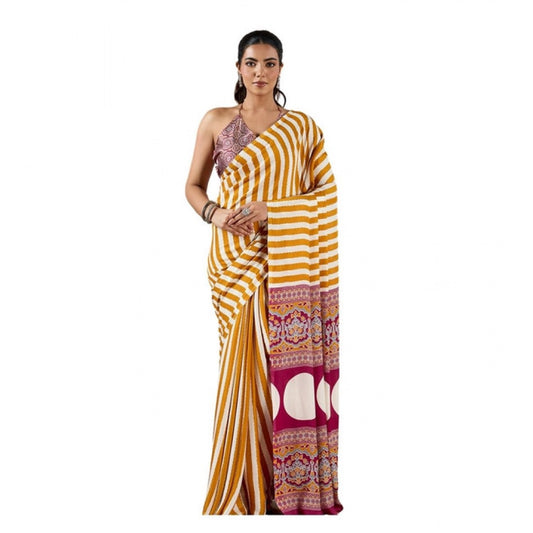 Urbane Women's Satin Crepe Printed Saree With Blouse Piece