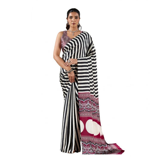 Urbane Women's Satin Crepe Printed Saree With Blouse Piece