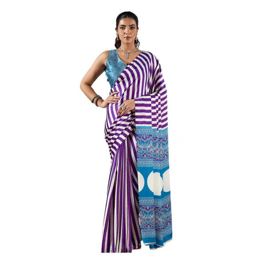 Urbane Women's Satin Crepe Printed Saree With Blouse Piece