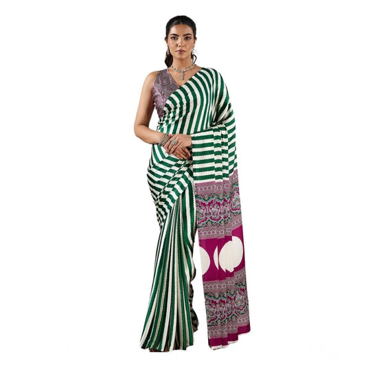 Urbane Women's Satin Crepe Printed Saree With Blouse Piece