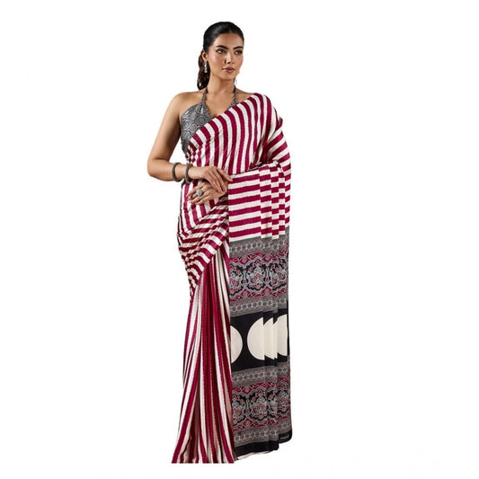 Urbane Women's Satin Crepe Printed Saree With Blouse Piece