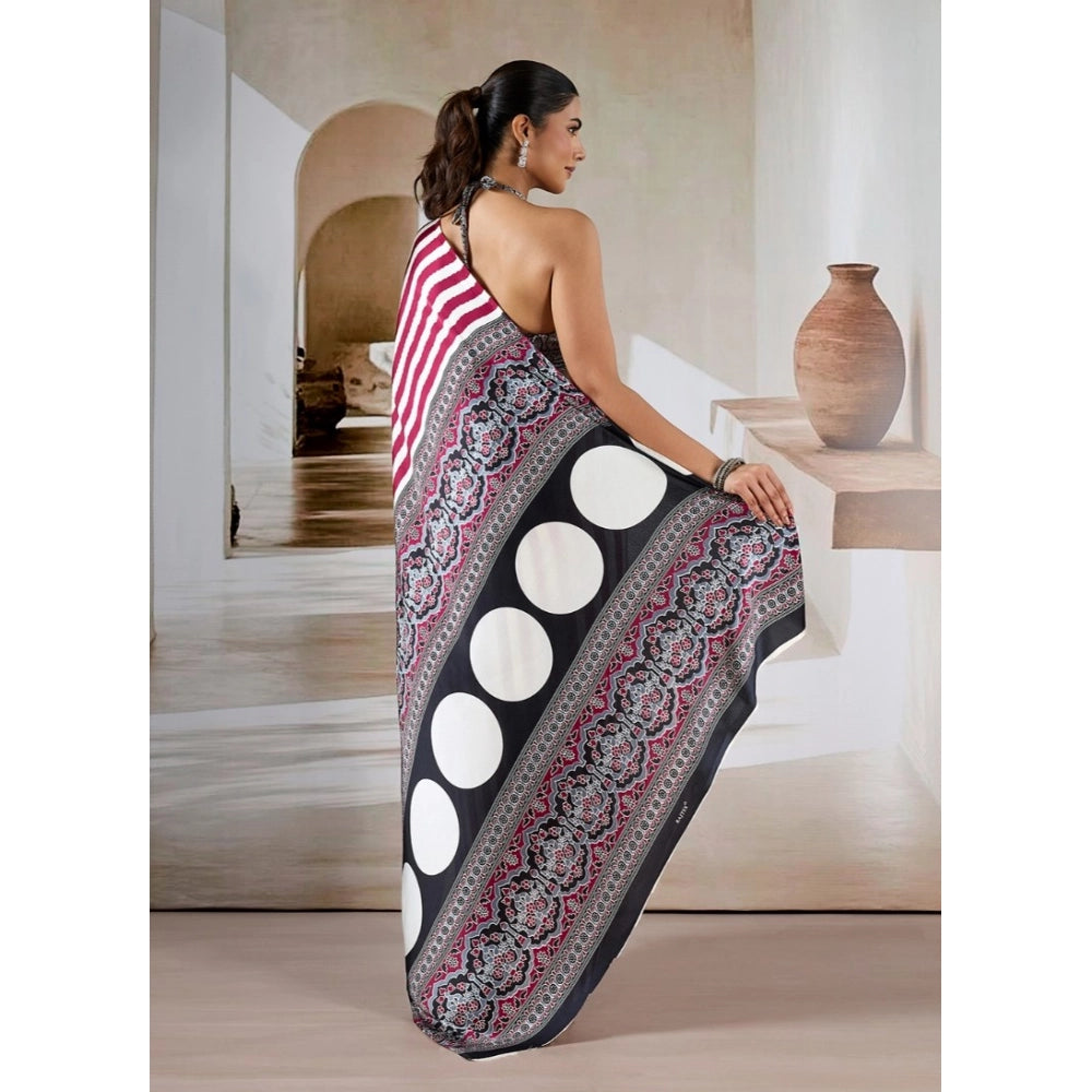 Urbane Women's Satin Crepe Printed Saree With Blouse Piece