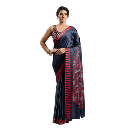 Urbane Women's Satin Crepe Printed Saree With Blouse Piece