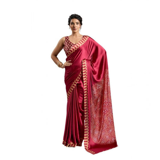 Urbane Women's Satin Crepe Printed Saree With Blouse Piece