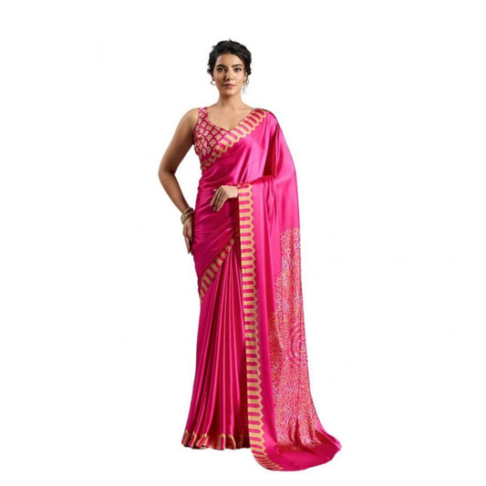 Urbane Women's Satin Crepe Printed Saree With Blouse Piece