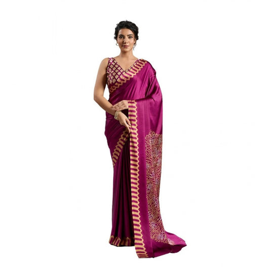 Urbane Women's Satin Crepe Printed Saree With Blouse Piece