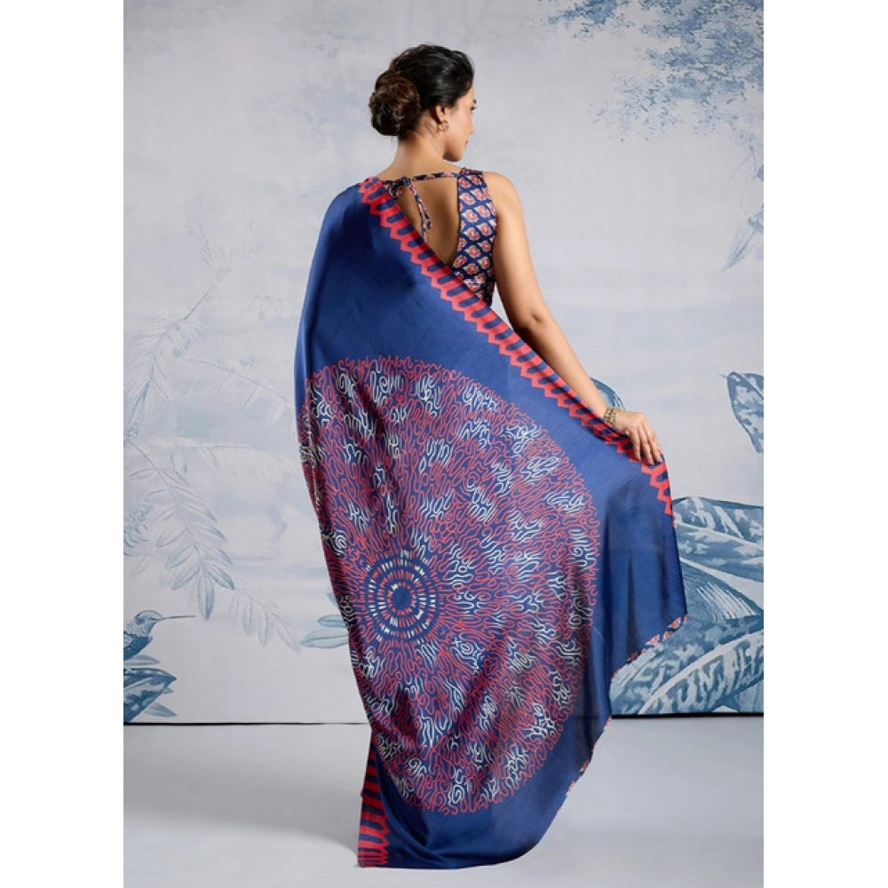 Urbane Women's Satin Crepe Printed Saree With Blouse Piece