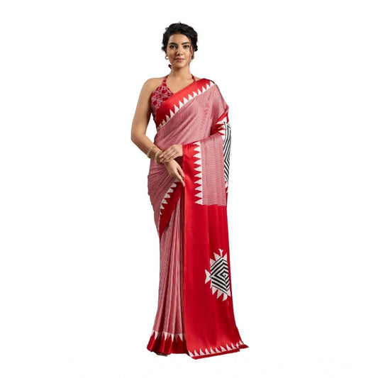 Fashionista Women's Satin Crepe Printed Saree With Blouse Piece