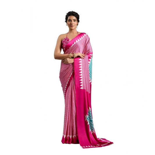 Fashionista Women's Satin Crepe Printed Saree With Blouse Piece