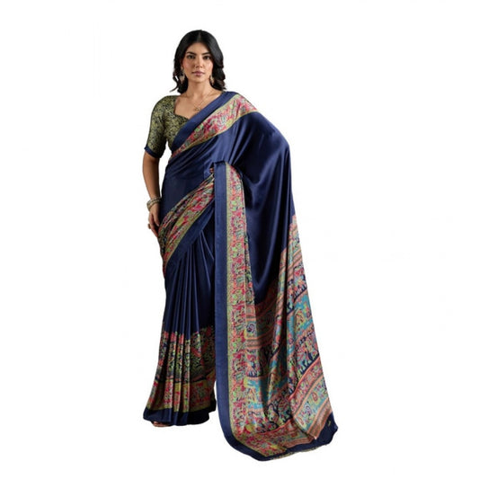 Fashionista Women's Satin Crepe Printed Saree With Blouse Piece