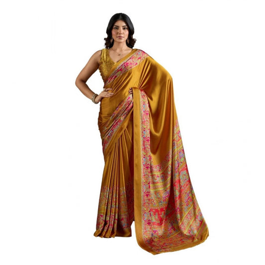 Fashionista Women's Satin Crepe Printed Saree With Blouse Piece