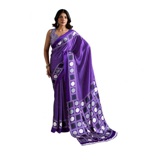 Fashionista Women's Satin Crepe Printed Saree With Blouse Piece