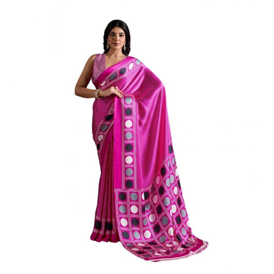 Fashionista Women's Satin Crepe Printed Saree With Blouse Piece
