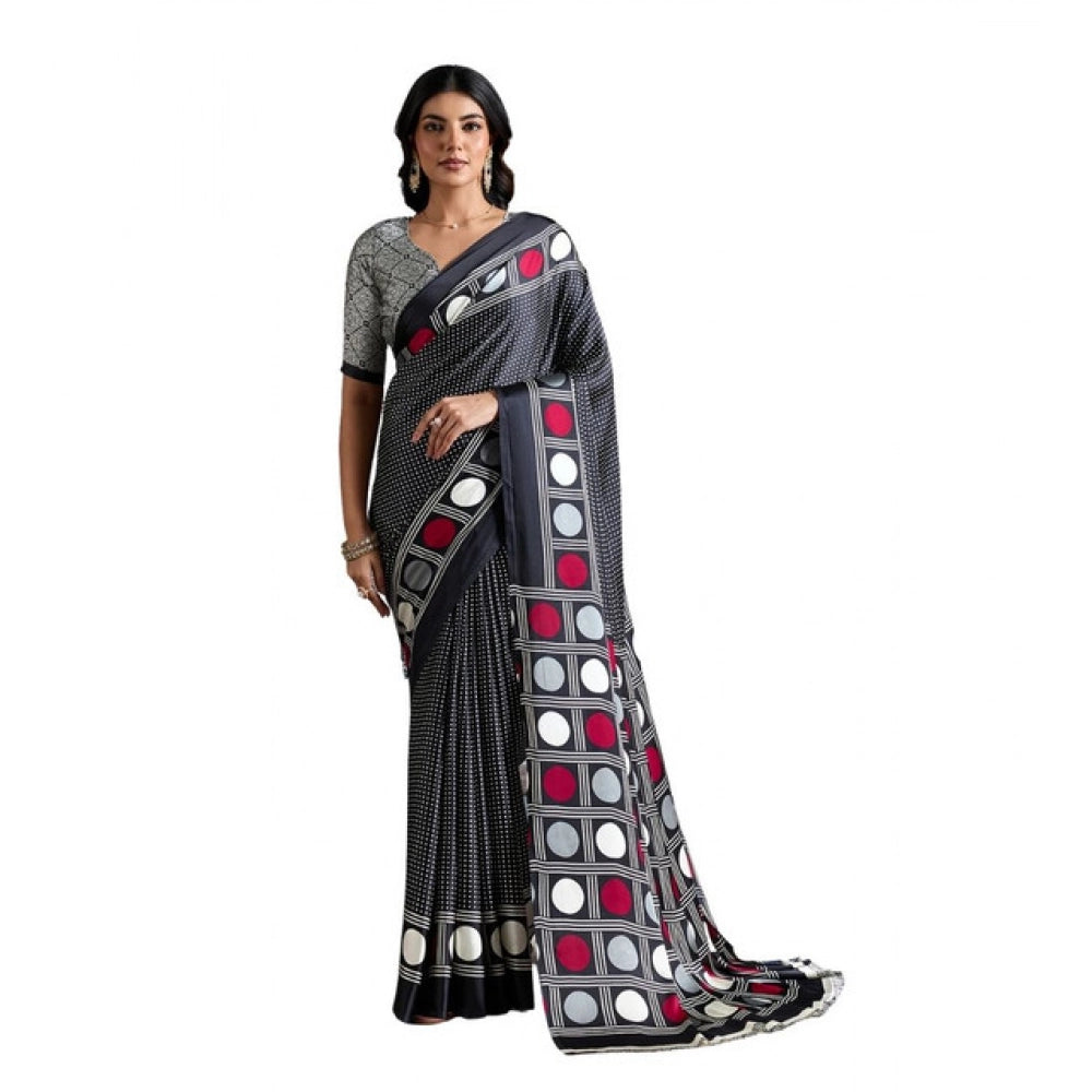 Fashionista Women's Satin Crepe Printed Saree With Blouse Piece