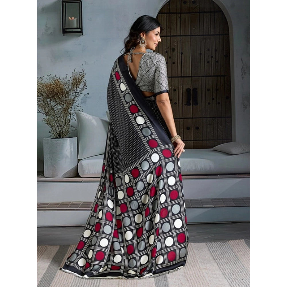 Fashionista Women's Satin Crepe Printed Saree With Blouse Piece