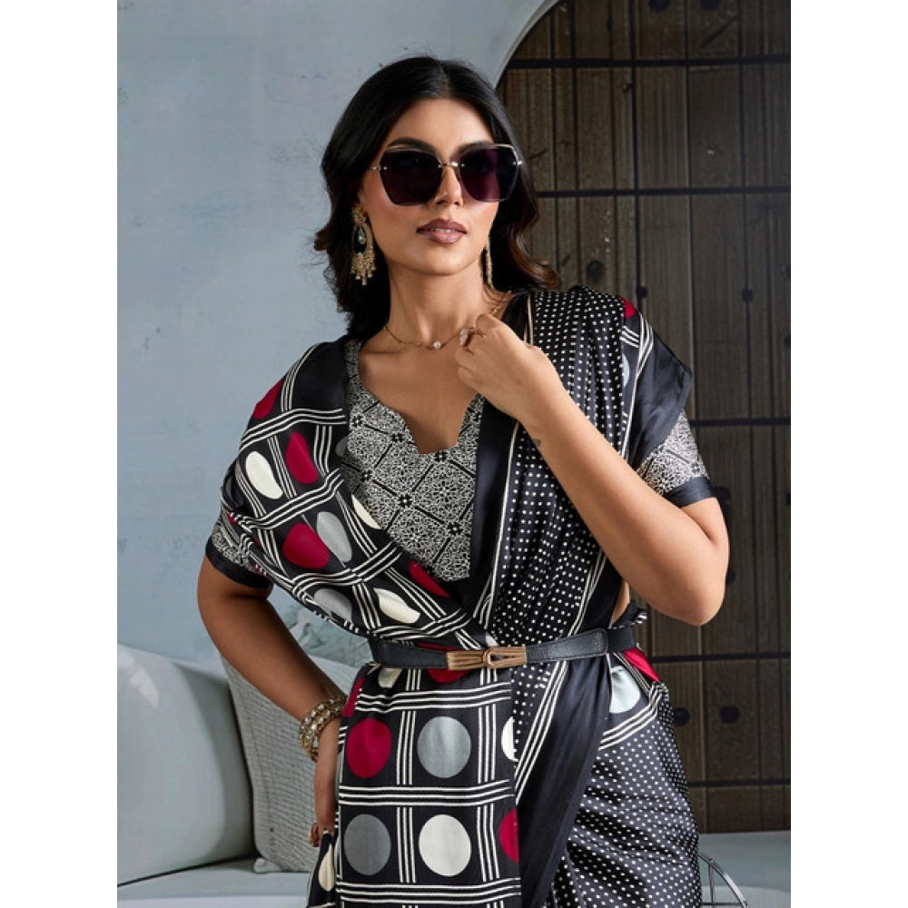 Fashionista Women's Satin Crepe Printed Saree With Blouse Piece