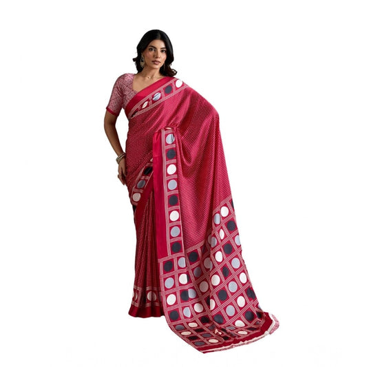 Fashionista Women's Satin Crepe Printed Saree With Blouse Piece