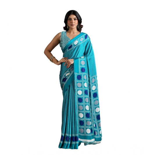 Fashionista Women's Satin Crepe Printed Saree With Blouse Piece