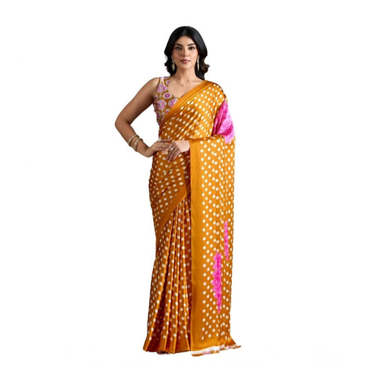 Comfy Women's Satin Crepe Printed Saree With Blouse Piece