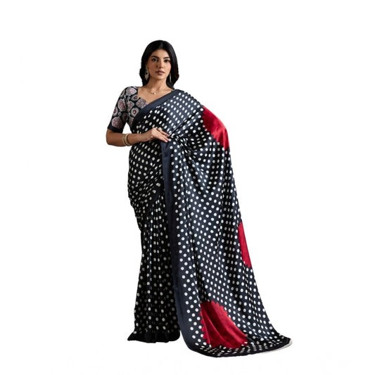 Comfy Women's Satin Crepe Printed Saree With Blouse Piece