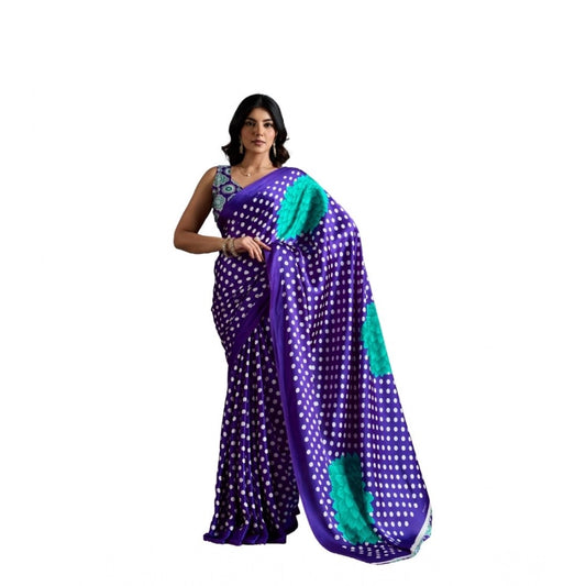 Comfy Women's Satin Crepe Printed Saree With Blouse Piece