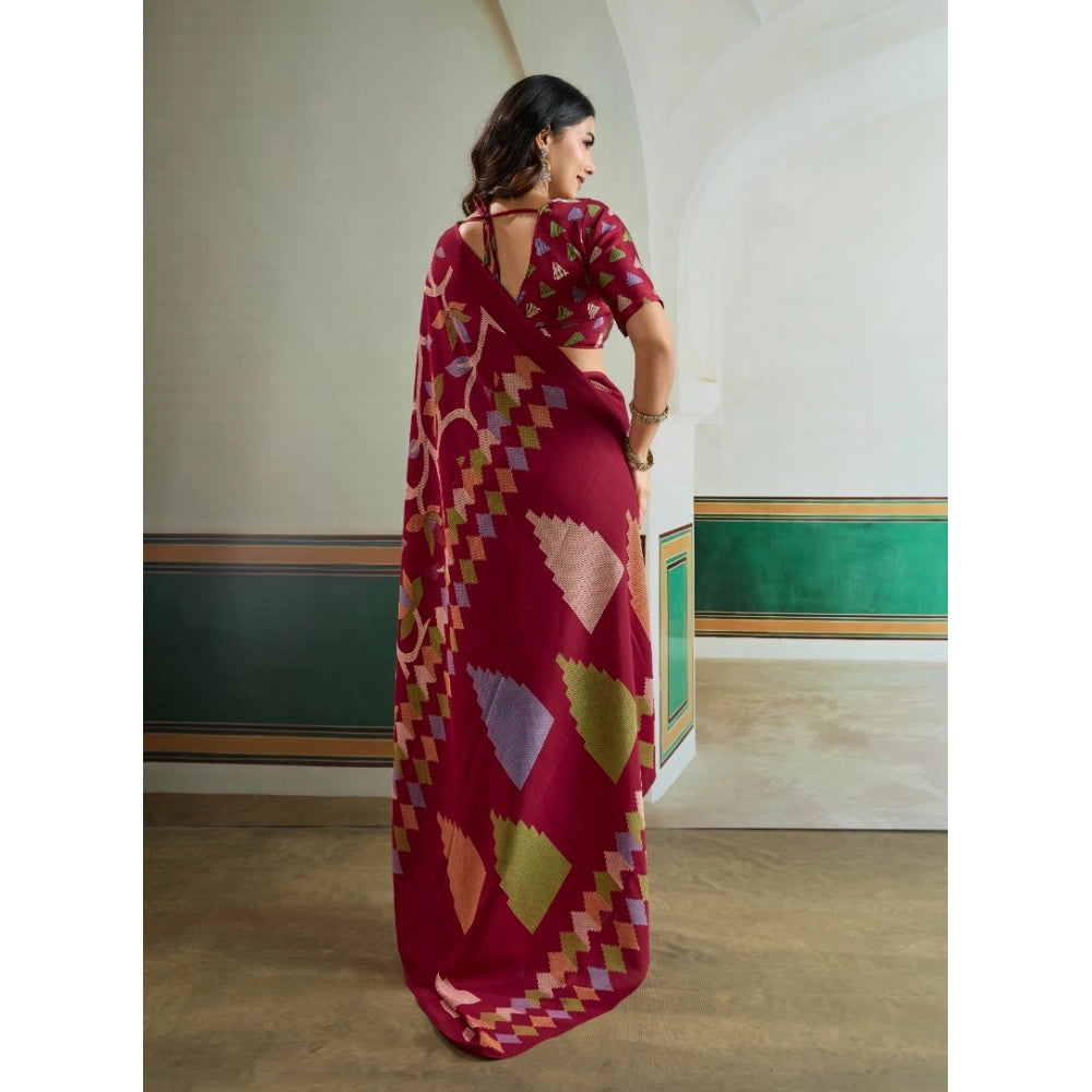 Comfy Women's Satin Crepe Printed Saree With Blouse Piece