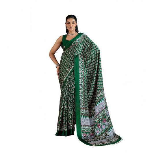 Comfy Women's Satin Crepe Printed Saree With Blouse Piece