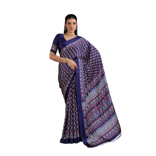 Comfy Women's Satin Crepe Printed Saree With Blouse Piece
