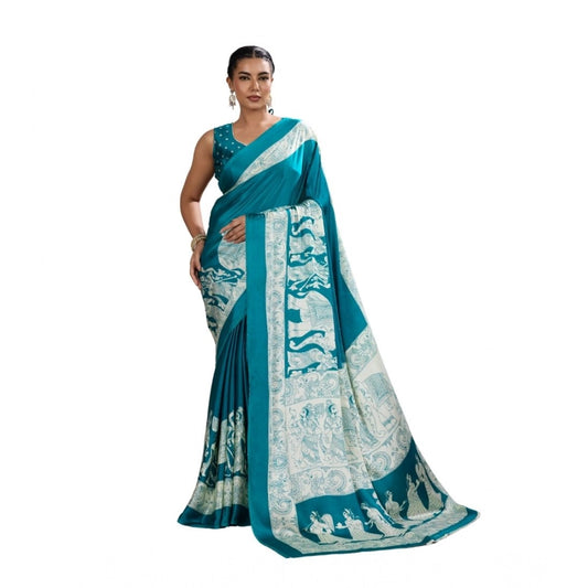 Unique Women's Satin Crepe Printed Saree With Blouse Piece