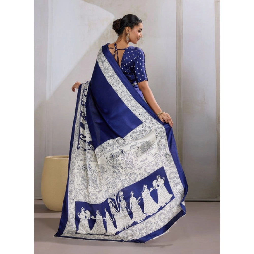 Unique Women's Satin Crepe Printed Saree With Blouse Piece