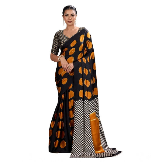 Unique Women's Satin Crepe Printed Saree With Blouse Piece