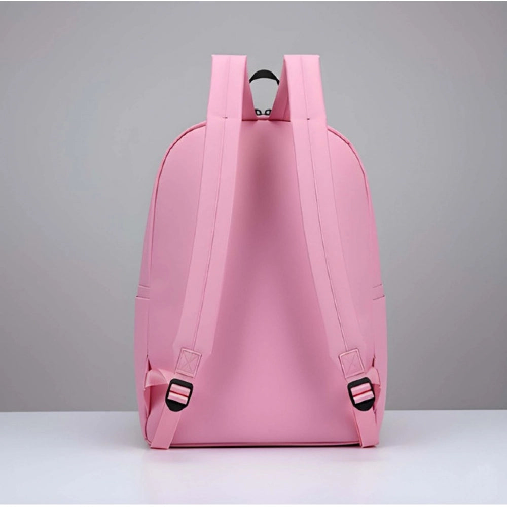 Modish Unisex PU Leather Solid Medium Zipper Backpack