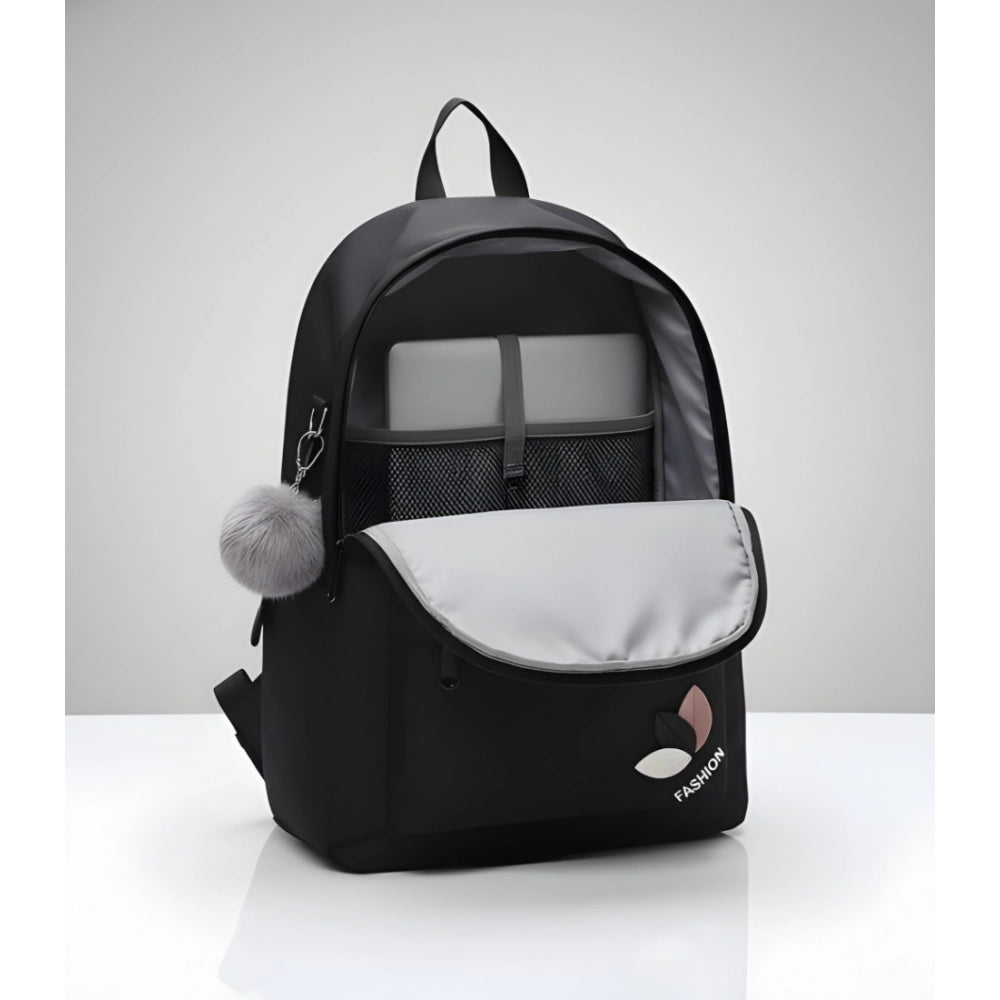 Modish Unisex PU Leather Solid Medium Zipper Backpack