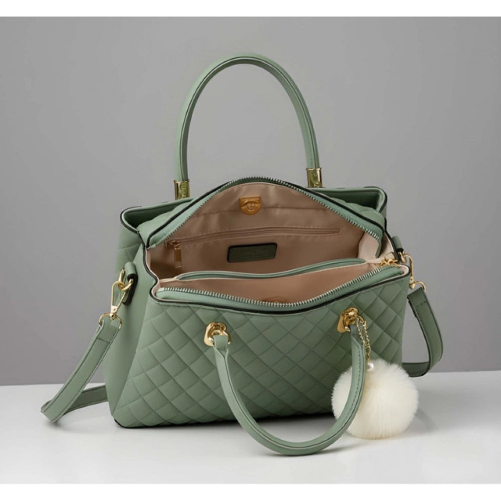 Snazzy Women's PU Leather Solid Shoulder Zipper Handbag