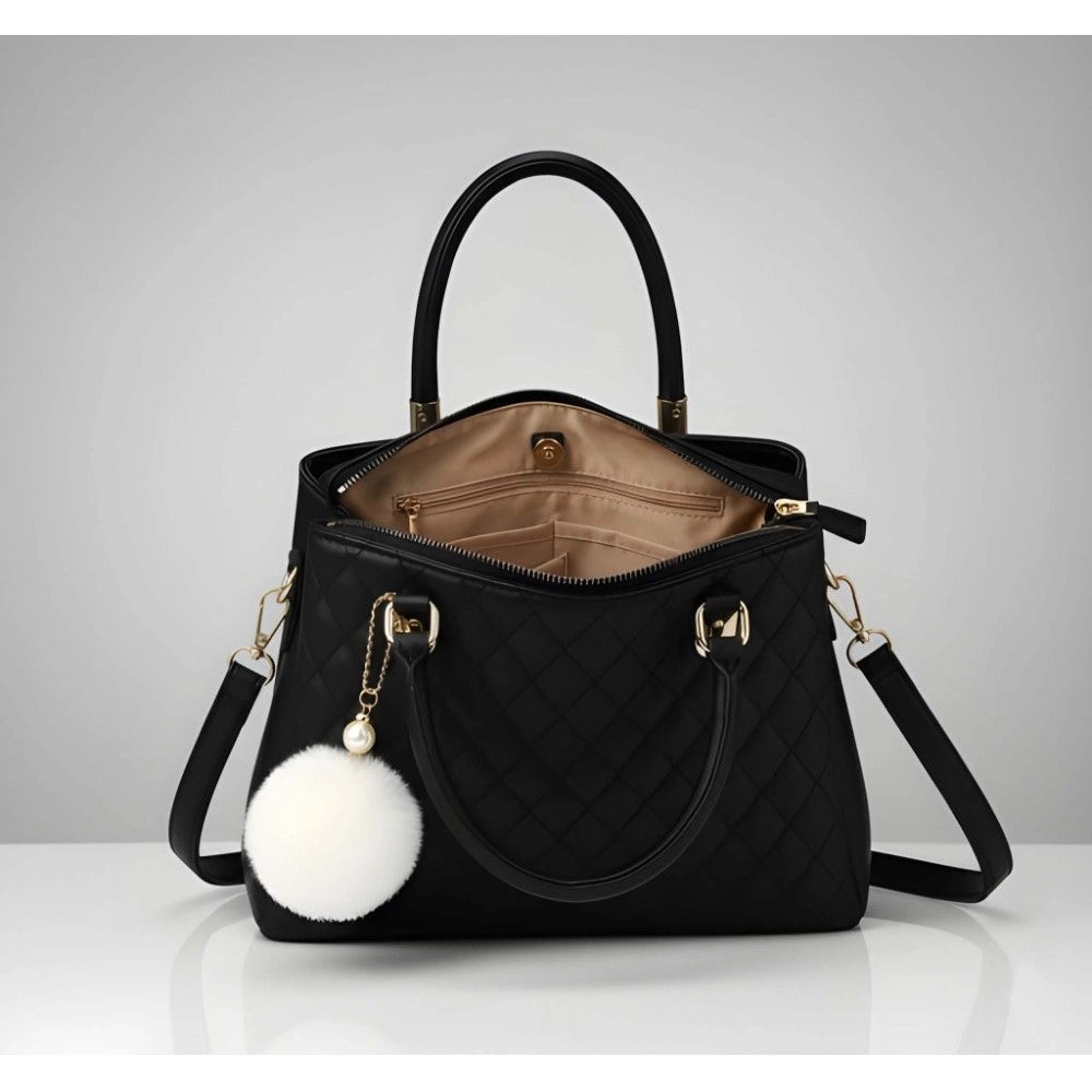 Snazzy Women's PU Leather Solid Shoulder Zipper Handbag