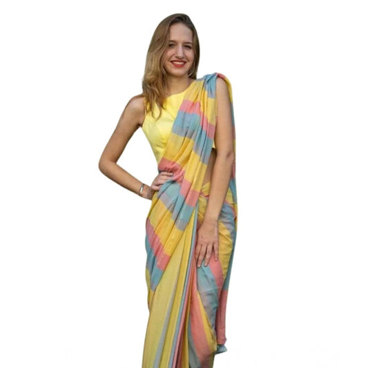 Precious Women's Linen Printed Saree With Blouse Piece
